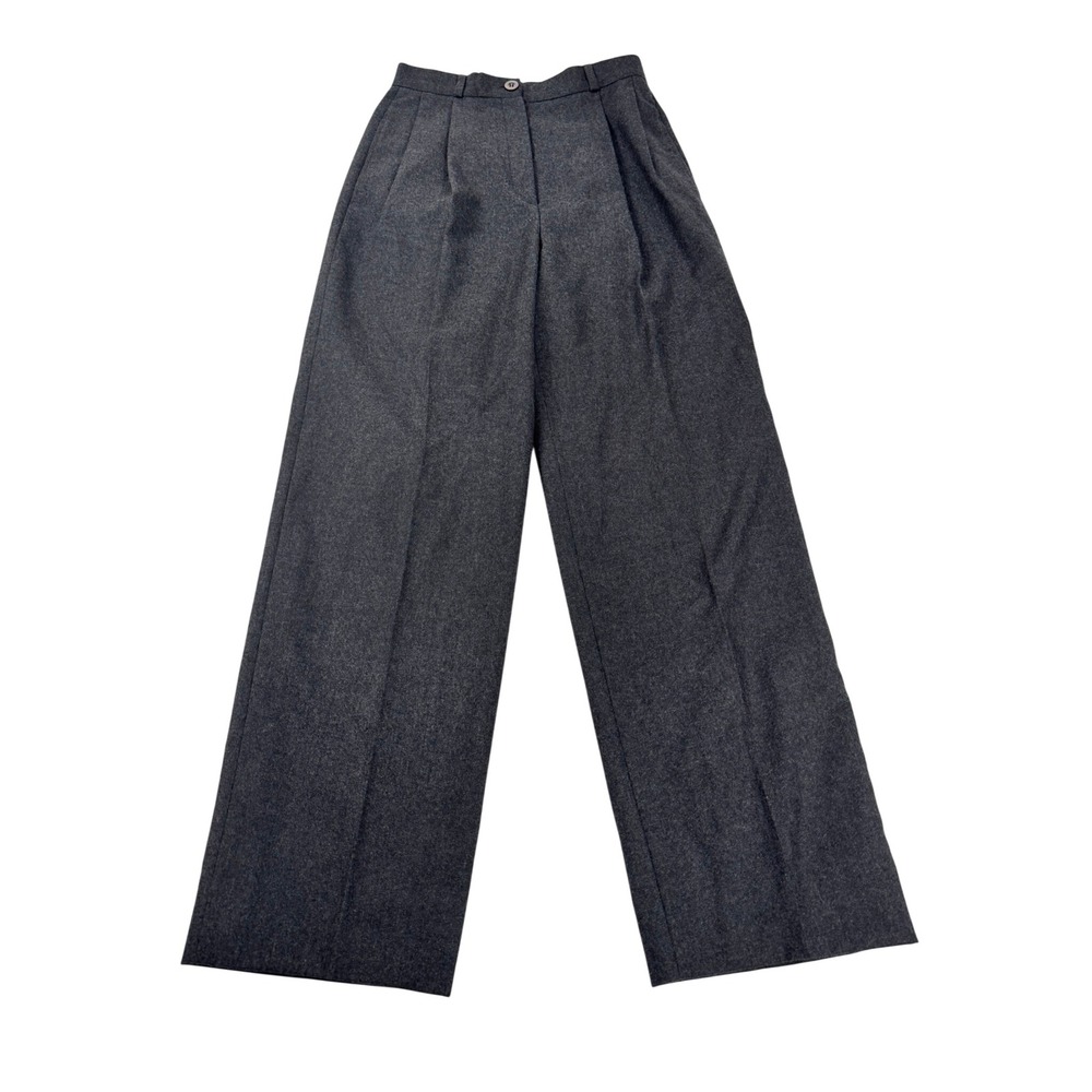 Vintage Bernard Zins France Wool Cashmere Pleated Wide Leg Pants Gray Sz 2
